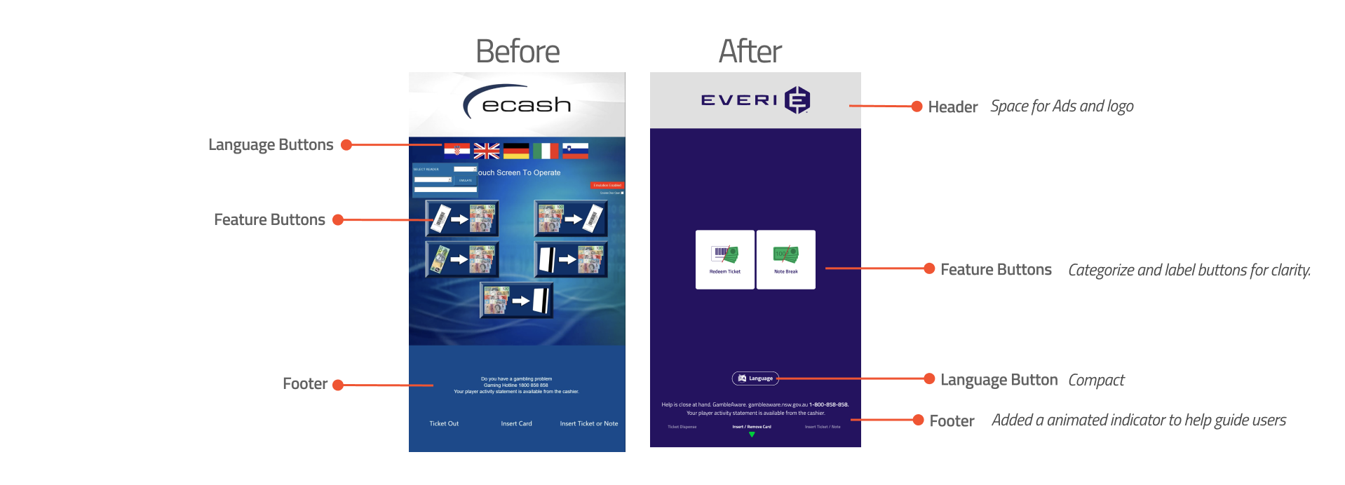 Before and After UI comparison